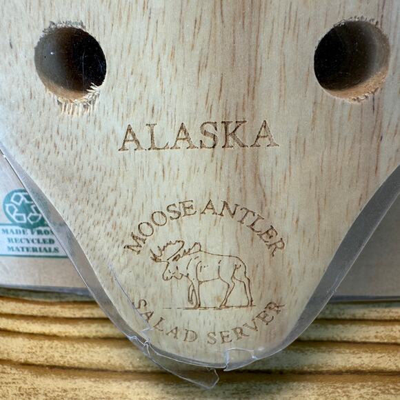 NIP Moose Antler Salad Servers Alaska Made from Recycled Materials - Picture 3 of 7
